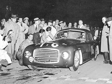 An Allemano bodied Ferrari 166 S winning the 1948 Mille Miglia in Italy
