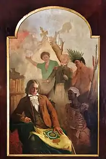 The Founding of the Brazilian Fatherland, a 1899 allegorical painting depicting statesman José Bonifácio de Andrada e Silva, one of the founding fathers of the country, with the imperial flag and Brazil's three major ethnic groups