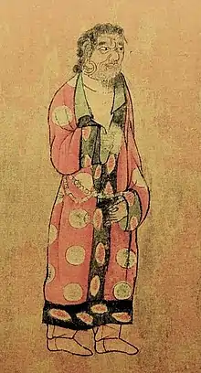 Image 6Ambassador to the Tang dynasty, coming from Kumedh (胡密丹), Tajikistan. Wanghuitu (王会图) circa 650 CE. (from History of Tajikistan)