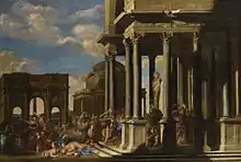 Architectural Capriccio with a Bacchanalian Procession, Filippo Gagliardi (architecture) and GB Castiglione (figures)