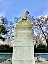 Back (North face) of Brabazon memorial, photographed February 5, 2023. The ardently imperialist inscription (growing faint from chemical weathering by acid rain) reads "To him the British Empire was a goodly heritage to be fashioned like unto a city of God"