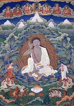 Bhutanese painted thanka of Milarepa (1052-1135), Late 19th-early 20th century, Dhodeydrag Gonpa, Thimphu, Bhutan