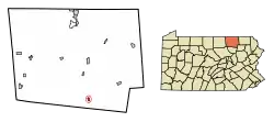 Location of New Albany in Bradford County, Pennsylvania.