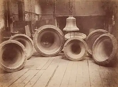 Moulds for the bells at Rothbury, Northumberland, 1893.