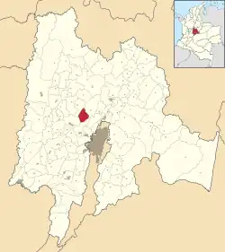 Location of the municipality and town inside Cundinamarca Department of Colombia