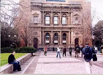 Former Bank of New South Wales.  Transplanted from Collins Street to the University of Melbourne Union Lawn
