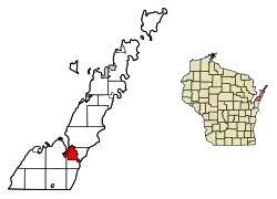 Location of Sturgeon Bay in Door County, Wisconsin.