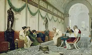 Interior of a Roman Building with Figures