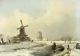 Andreas Schelfhout (1869): Winterlandschap met twee windmolens, private collection.