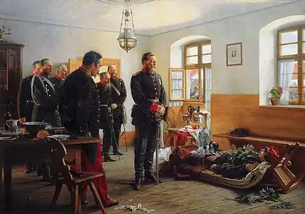 Crown Prince Frederick Wilhelm Contemplating the Corpse of French General Abel Douay (1888)