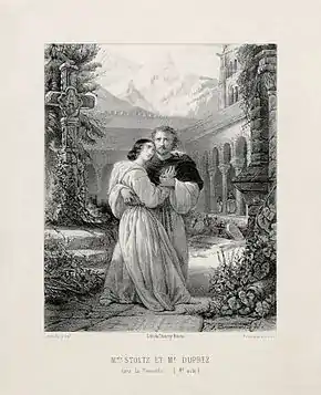 Image 162Scene from La favorite, by Émile Desmaisons and François-Gabriel Lépaulle (restored by Adam Cuerden) (from Wikipedia:Featured pictures/Culture, entertainment, and lifestyle/Theatre)