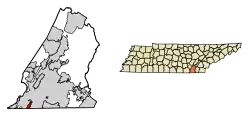 Location of Lookout Mountain in Hamilton County, Tennessee.