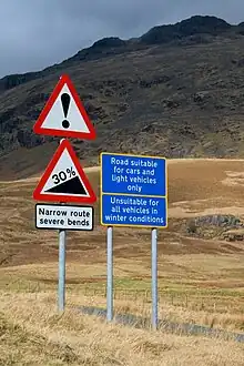 Image 29Warning signs at Hardknott Pass (from North West England)