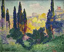 Henri-Edmond Cross, Les cyprès à Cagnes, 1908, oil on canvas, 81 x 100 cm,  Musée d'Orsay, Paris