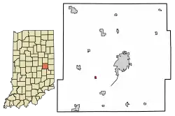 Location of Greensboro in Henry County, Indiana.