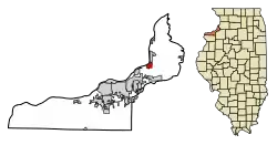 Location of Rapids City in Rock Island County, Illinois.