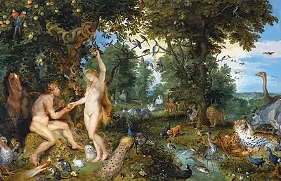 Painting of Adam and Eve in the Garden of Eden