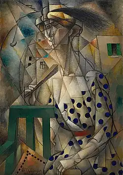 Jean Metzinger, 1912, Femme à l'Éventail (Woman with a Fan), oil on canvas, 90.7 x 64.2 cm, Solomon R. Guggenheim Museum, New York, displayed in the Salon Bourgeois of the installation