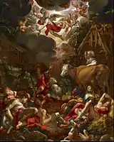 Annunciation to the Shepherds, 1606, on canvas, unusually for such a small work. 16.83 x 13.59 cm (6.63 x 5.35 in)