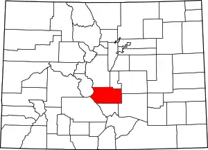 Map of Colorado highlighting Fremont County