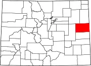 Map of Colorado highlighting Kit Carson County
