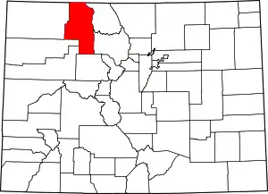 Map of Colorado highlighting Routt County