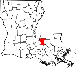 State map highlighting East Baton Rouge Parish