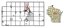 Location of Brokaw in Marathon County, Wisconsin.