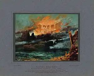 Image 109Final scene of Götterdämmerung, by Max Brückner and Otto Henning (restored by Adam Cuerden) (from Wikipedia:Featured pictures/Culture, entertainment, and lifestyle/Theatre)