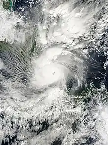 Visible satellite imagery of Hurricane Otto moving ashore the coastline of Nicaragua on November 24