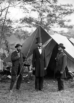 Image 4L-to-R: Allan Pinkerton, Abraham Lincoln, Maj. Gen. John A. McClernandPhoto credit: Alexander GardnerAllan Pinkerton (left), President Abraham Lincoln (center), and Major General John A. McClernand (right). This photo was taken not long after the Civil War's first battle on northern soil in Antietam, Maryland on October 3, 1862. Pinkerton was the head of Union Intelligence Services at the time. He also, allegedly, foiled an assassination attempt against Lincoln. His wartime work was critical in Pinkerton's development, which he later used to pioneer the American private detective industry when he formed the Pinkerton National Detective Agency.More selected pictures