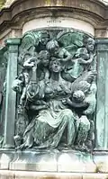 Allegory of "freedom" depicted on the NE corner