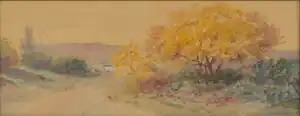 Landscape, watercolor on paper, private collection.