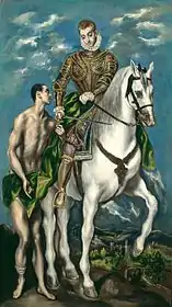 El Greco, Saint Martin and the Beggar, c. 1597–1600, 110 × 63 cm (43.3 × 24.8 in), Art Institute of Chicago