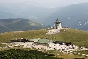 Schneeberg station and church