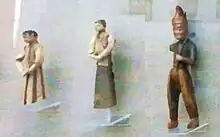 Shoroon Dov artifacts, female and male attendants, Central Asian (possibly Sogdian) figurines. Zanabazar Fine Arts Museum in Ulaanbaatar, Mongolia.