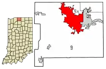 Location of South Bend within Indiana