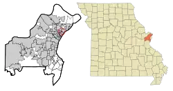 Location of Country Club Hills, Missouri