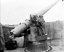 A Canon de 100 in Flanders Belgium during the First World War.