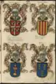 16th century, "Libro de armas y blasones de diversos linajes y retratos", with inverted colours.