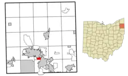 Location of Bolindale in Trumbull County within the state of Ohio