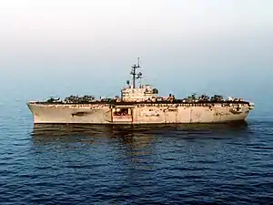 USS Okinawa (LPH-3) in the Persian Gulf in 1987