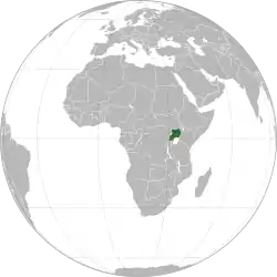 Country marked on map