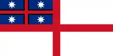 Flag of the United Tribes of New Zealand, adopted variant with black fimbriation (1834)