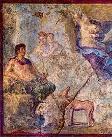 Painting, Endymion and Selene with a dog, "House of the Dioscuri",  Pompeii