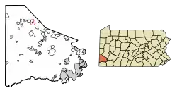 Location of Midway in Washington County, Pennsylvania.
