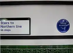Willie Rushton blue plaque in station