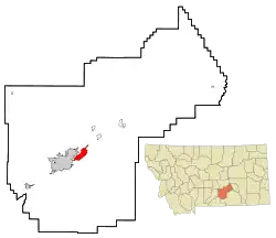 Location of Lockwood, Montana, just east of Billings